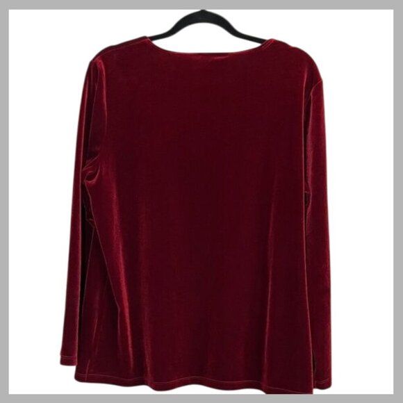 Susan Graver Tops - Susan Graver Top Women L Red Velvet Festive Holiday Mature Classic Preppy Santa